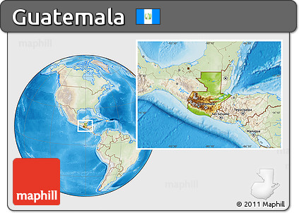 Physical Location Map of Guatemala, lighten, land only