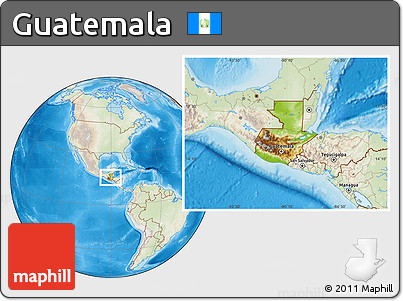 Physical Location Map of Guatemala, lighten, land only
