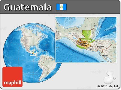 Physical Location Map of Guatemala, lighten, semi-desaturated, land only