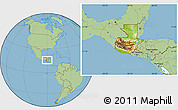 Physical Location Map of Guatemala, savanna style outside