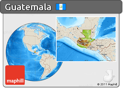 Physical Location Map of Guatemala, shaded relief outside