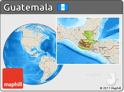 Physical Location Map of Guatemala, shaded relief outside
