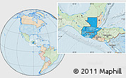 Political Location Map of Guatemala, lighten, land only