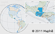 Political Location Map of Guatemala, lighten, semi-desaturated