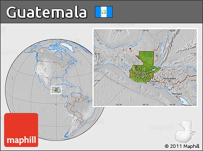 Satellite Location Map of Guatemala, lighten, desaturated