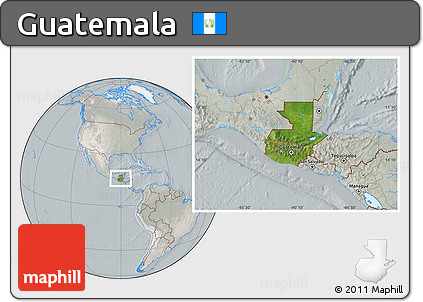 Satellite Location Map of Guatemala, lighten, semi-desaturated