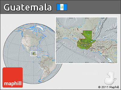Satellite Location Map of Guatemala, lighten, semi-desaturated