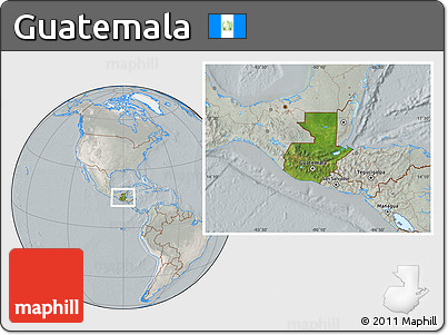 Satellite Location Map of Guatemala, lighten, semi-desaturated