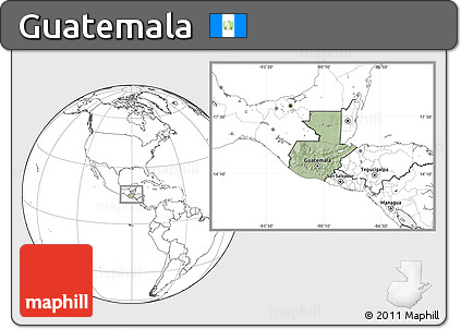 Savanna Style Location Map of Guatemala, blank outside, hill shading inside