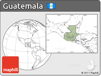 Savanna Style Location Map of Guatemala, blank outside, hill shading inside