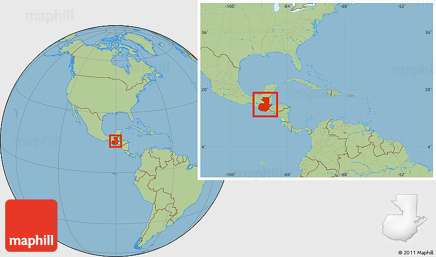Guatemala On Map Of World Savanna Style Location Map Of Guatemala, Within The Entire Continent