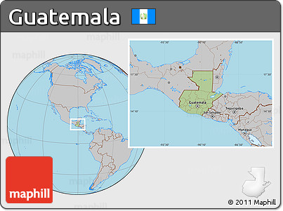 Savanna Style Location Map of Guatemala, gray outside