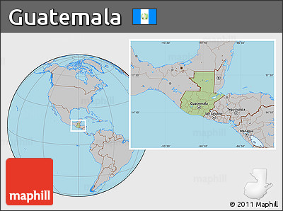 Savanna Style Location Map of Guatemala, gray outside