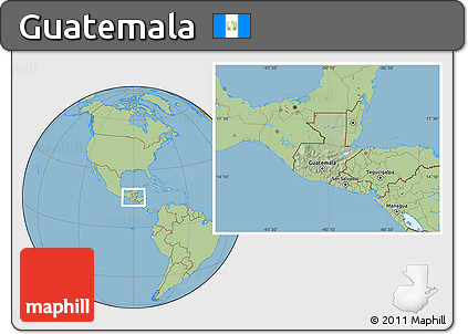 Savanna Style Location Map of Guatemala, hill shading inside