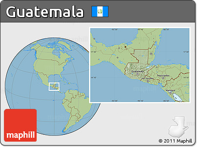 Savanna Style Location Map of Guatemala, hill shading inside