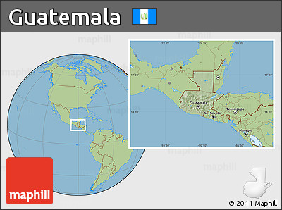 Savanna Style Location Map of Guatemala, hill shading inside