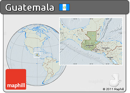 Savanna Style Location Map of Guatemala, lighten, hill shading