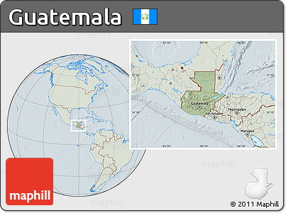 Savanna Style Location Map of Guatemala, lighten, hill shading