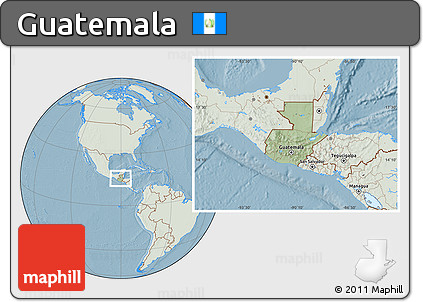 Savanna Style Location Map of Guatemala, lighten, land only, hill shading
