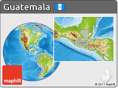 Savanna Style Location Map of Guatemala, physical outside, hill shading