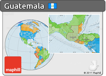 Savanna Style Location Map of Guatemala, political outside
