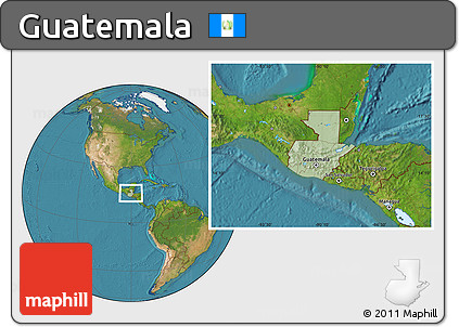 Savanna Style Location Map of Guatemala, satellite outside, hill shading