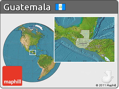 Savanna Style Location Map of Guatemala, satellite outside, hill shading