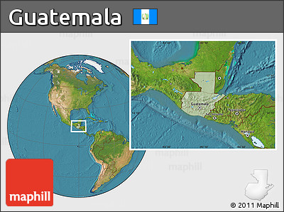 Savanna Style Location Map of Guatemala, satellite outside, hill shading