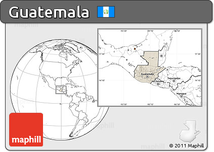 Shaded Relief Location Map of Guatemala, blank outside