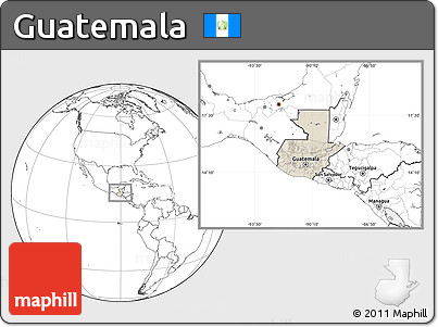 Shaded Relief Location Map of Guatemala, blank outside