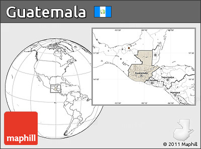 Shaded Relief Location Map of Guatemala, blank outside