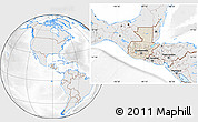 Shaded Relief Location Map of Guatemala, lighten, desaturated