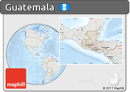 Shaded Relief Location Map of Guatemala, lighten