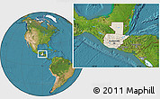 Shaded Relief Location Map of Guatemala, satellite outside