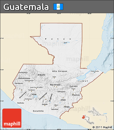 Classic Style Map of Guatemala, single color outside