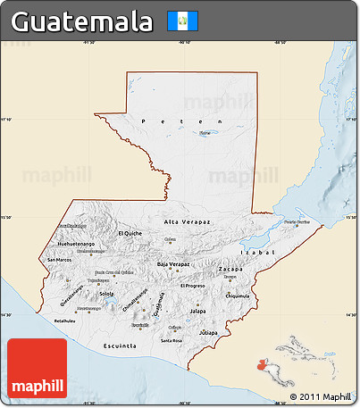 Classic Style Map of Guatemala, single color outside