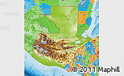 Physical Map of Guatemala, political outside