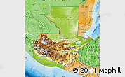 Physical Map of Guatemala, political shades outside