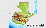 Physical Map of Guatemala, single color outside, bathymetry sea