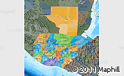 Political Map of Guatemala, darken, semi-desaturated, land only