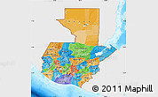 Political Map of Guatemala, single color outside, bathymetry sea