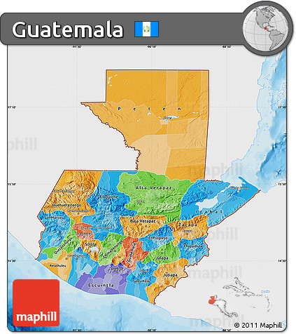 Political Map of Guatemala, single color outside