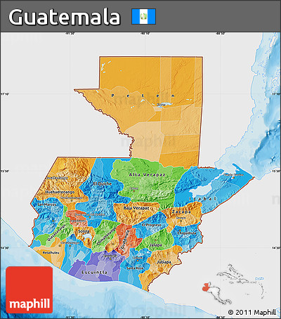 Political Map of Guatemala, single color outside
