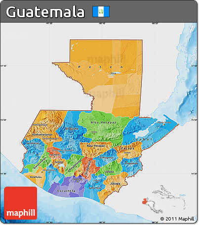 Political Map of Guatemala, single color outside