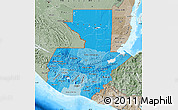 Political Shades Map of Guatemala, semi-desaturated, land only