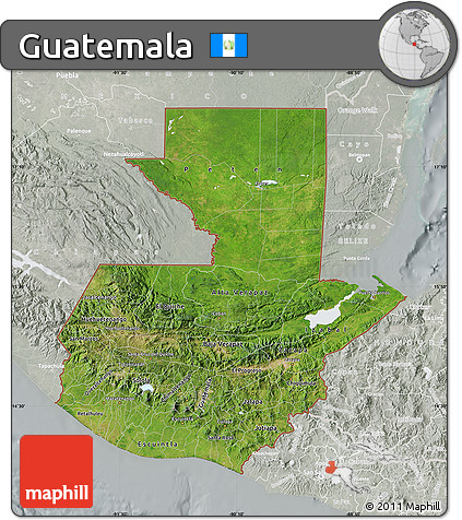 Satellite Map of Guatemala, lighten, semi-desaturated