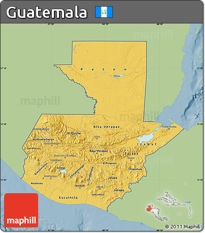 Savanna Style Map of Guatemala, single color outside