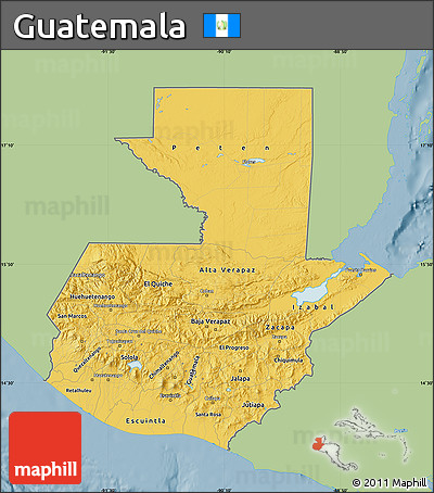 Savanna Style Map of Guatemala, single color outside