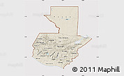 Shaded Relief Map of Guatemala, cropped outside