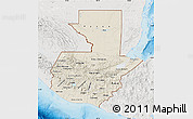 Shaded Relief Map of Guatemala, lighten, semi-desaturated, land only